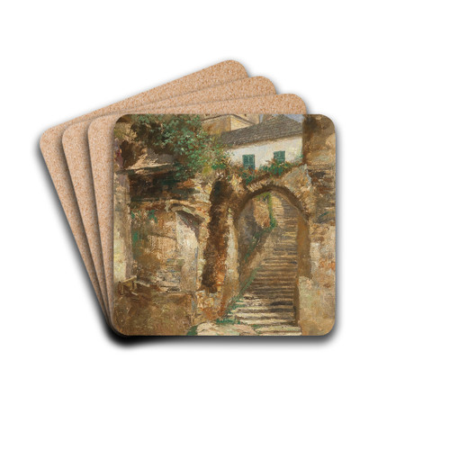 Wachau, Scene of Weissenkirchen on the Danube by Paul Unbereit Drink Coasters - set of 4