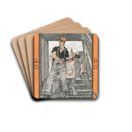 Collier's, Industrial Number by Edward Penfield Drink Coasters - set of 4 Collier's, Industrial Number by Edward Penfield Drink Coasters - set of 4