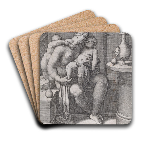 Caritas by Lucas Van Leyden Art Drink Coaster set