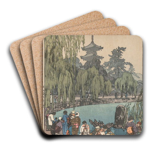 Carp and Tortoises by Yoshida Hiroshi Art Drink Coaster set