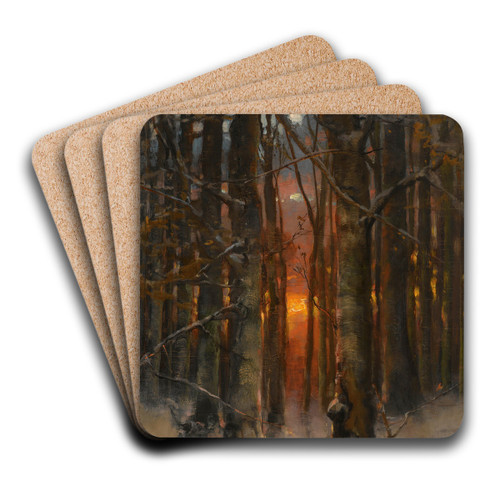 Sunset Through The Trees by Julius Sergius Klever Art Drink Coaster set