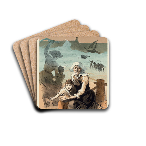 Socit De Secours Aux Familles Des Marins Naufrags by Jules Chret Drink Coasters - set of 4 Socit De Secours Aux Familles Des Marins Naufrags by Jules Chret Drink Coasters - set of 4