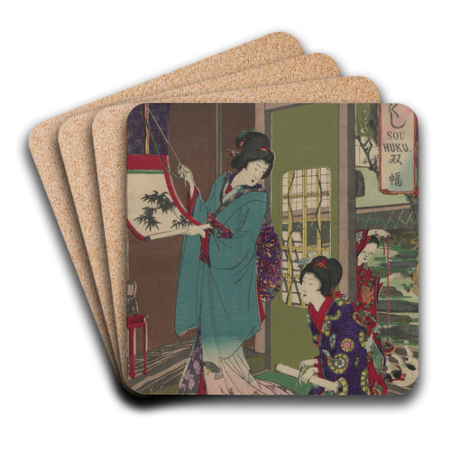The Album of Nishikie Pl.26 by Toyohara Chikanobu Art Drink Coaster set