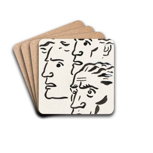 Drie mannenkoppen by Leo Gestel Drink Coasters - set of 4