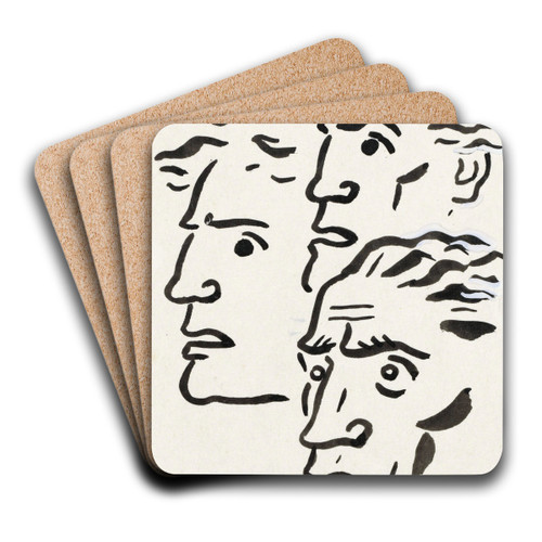 Drie mannenkoppen by Leo Gestel Art Drink Coaster set