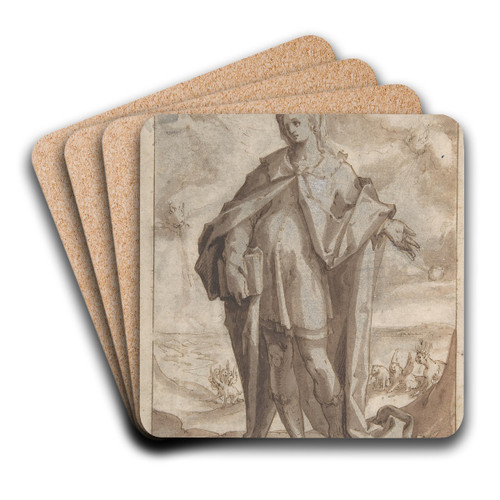 The Prophet Daniel in a Landscape by Hendrick Goltzius Art Drink Coaster set