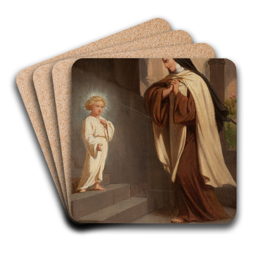 Jsus apparait  sainte Thrse by mile Vernet-Lecomte Art Drink Coaster set Jsus apparait  sainte Thrse by mile Vernet-Lecomte Art Drink Coaster set