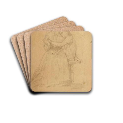 Mre et enfant priant et tude subsidiaire de main et d'un enfant assis by William Bouguereau Drink Coasters - set of 4