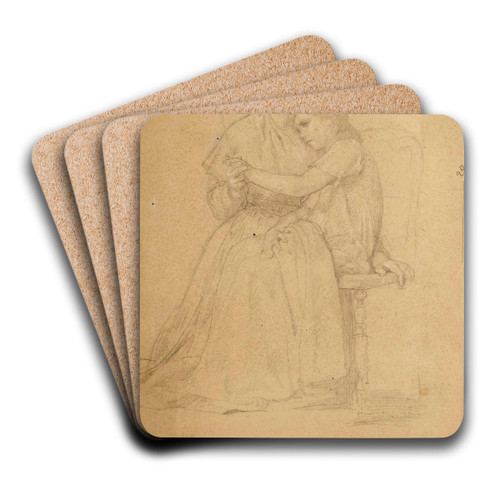 Mre et enfant priant et tude subsidiaire de main et d'un enfant assis by William Bouguereau Art Drink Coaster set