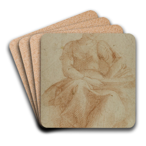 Seated Woman with Book by Domenico Fiasella Art Drink Coaster set