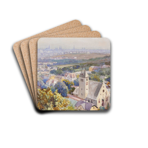 Sievering mit Blick ber Wien by Anton Reckziegel Drink Coasters - set of 4 Sievering mit Blick ber Wien by Anton Reckziegel Drink Coasters - set of 4