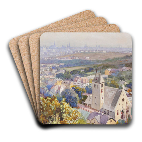 Sievering mit Blick ber Wien by Anton Reckziegel Art Drink Coaster set Sievering mit Blick ber Wien by Anton Reckziegel Art Drink Coaster set