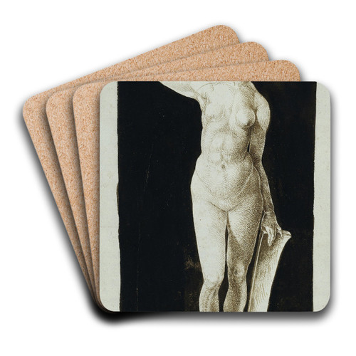 Proportion study of female nude with a shield by Albrecht Drer Art Drink Coaster set