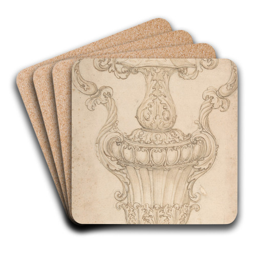 Design for a Two-Handled Urn with Acanthus, Shell, and Egg-and-Tongue Motif by Giovanni Battista Foggini Art Drink Coaster set