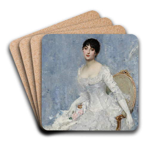 Young Lady in White by Paul Csar Helleu Art Drink Coaster set