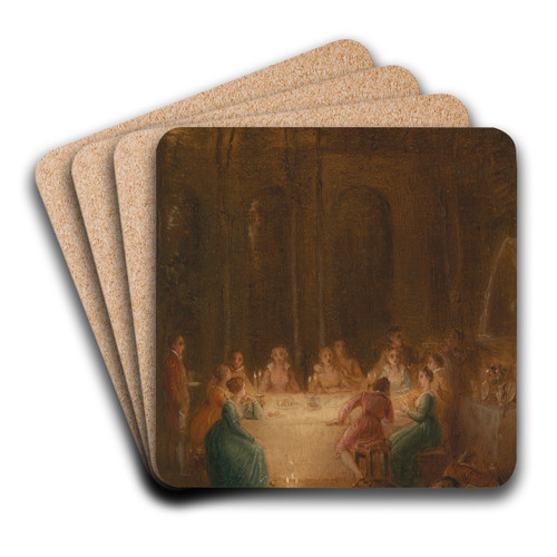 The Supper by the Fountain by Thomas Stothard Art Drink Coaster set