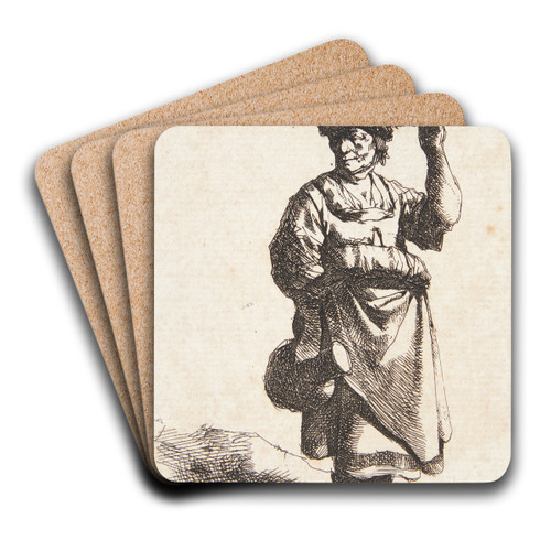 Kvinde med kurv p hovedet by Cornelis Pietersz. Bega Art Drink Coaster set