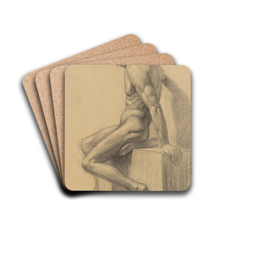 Study of a Seated Man by Emil Alexay-Olexk Drink Coasters - set of 4