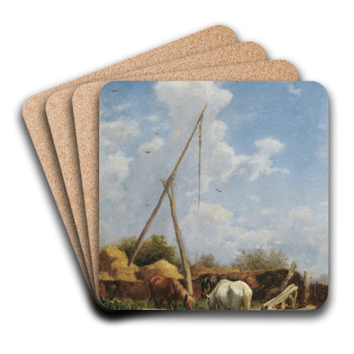 Ungarische Pferdetrnke by August von Pettenkofen Art Drink Coaster set
