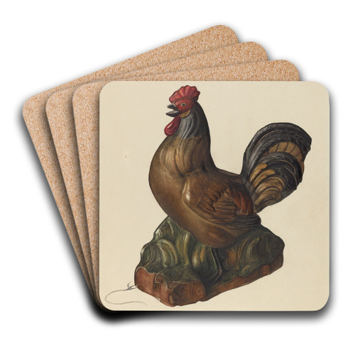Toy Rooster by Mina Lowry Art Drink Coaster set