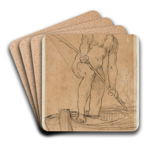 Homme debout dans une barque by Pierre Puvis de Chavannes Art Drink Coaster set