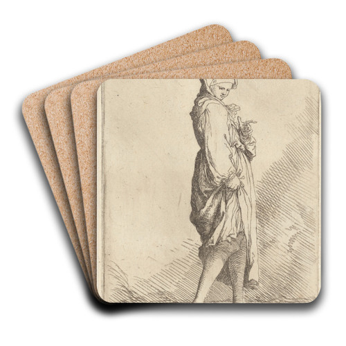 Young Woman Walking Toward the Right by Salvator Rosa Art Drink Coaster set