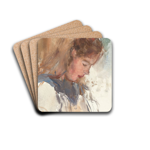 Meisjesportret van Marietje van Houten by Barbara Elisabeth van Houten Drink Coasters - set of 4