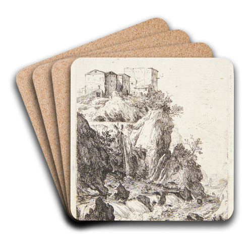 Vandfald nr Ponte della Trave by Bartholomeus Breenbergh Art Drink Coaster set