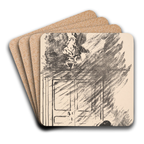 Perched upon a Bust of Pallas by douard Manet Art Drink Coaster set Perched upon a Bust of Pallas by douard Manet Art Drink Coaster set