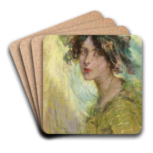 Morning Glories by Alice Pike Barney Art Drink Coaster set