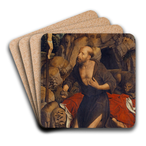The Penitence of Saint Jerome by Hans Memling Art Drink Coaster set