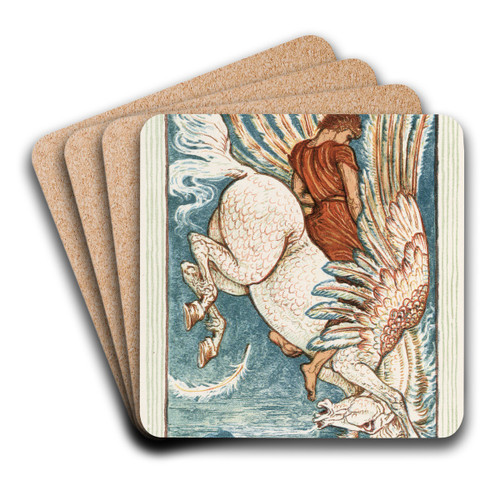 Bellerophon on Pegasus by Walter Crane Art Drink Coaster set