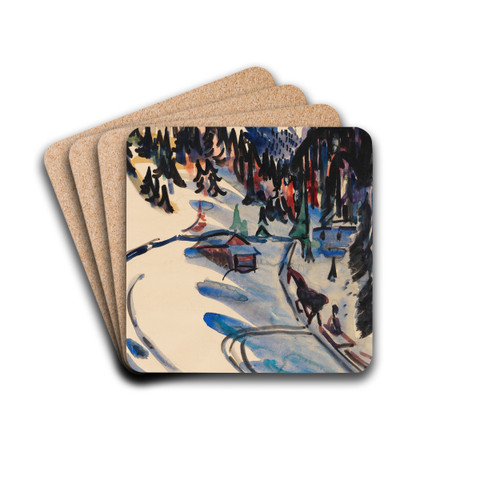 Sertigtal im Winter by Ernst Ludwig Kirchner Drink Coasters - set of 4