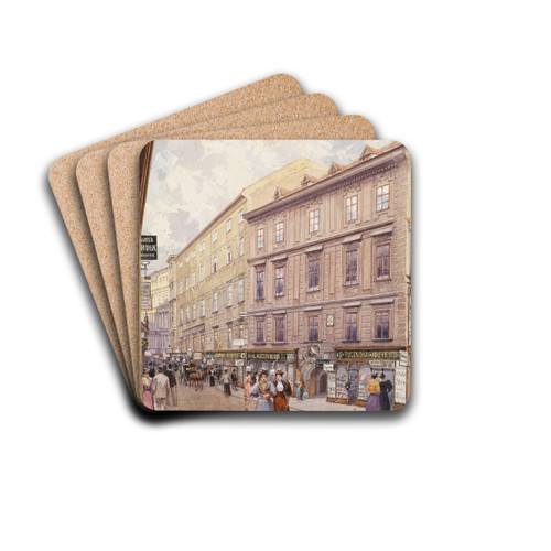 Der Bauernmarkt in Wien by Ludwig Hans Fischer Drink Coasters - set of 4