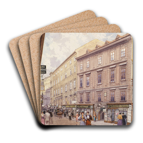 Der Bauernmarkt in Wien by Ludwig Hans Fischer Art Drink Coaster set