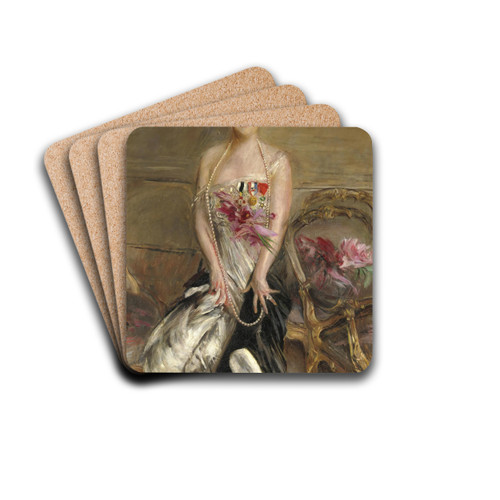 Portrait of Lady Michelham by Giovanni Boldini Drink Coasters - set of 4