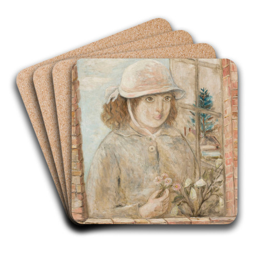 Flowered window by Tadeusz Makowski Art Drink Coaster set Flowered window by Tadeusz Makowski Art Drink Coaster set