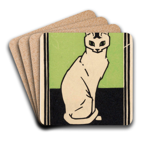 Zittende kat by Julie de Graag Art Drink Coaster set Zittende kat by Julie de Graag Art Drink Coaster set