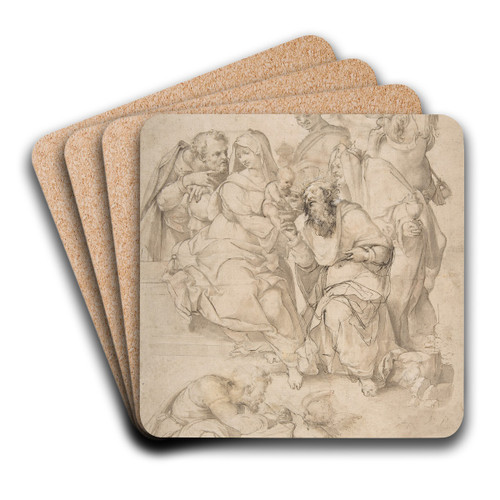 The Adoration of the Magi by Nosadella (Giovanni Francesco Bezzi) Art Drink Coaster set