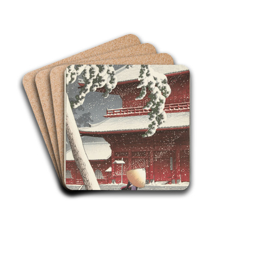 Het Zojo heiligdom in Shiba by Kawase Hasui Drink Coasters - set of 4