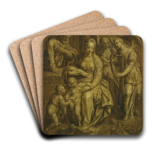 Holy Family With Angels by Hendrik de Clerck Art Drink Coaster set