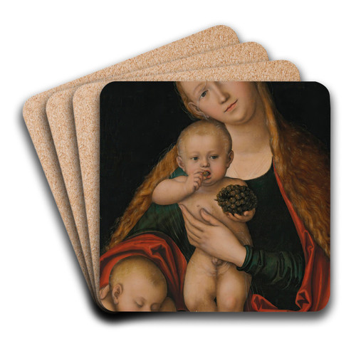 The Virgin and Child with infant Saint John the Baptist sleeping by Lucas Cranach the Younger Art Drink Coaster set