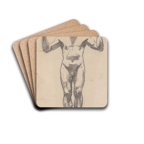Nude Study of an Old Man by Henri Lehmann Drink Coasters - set of 4