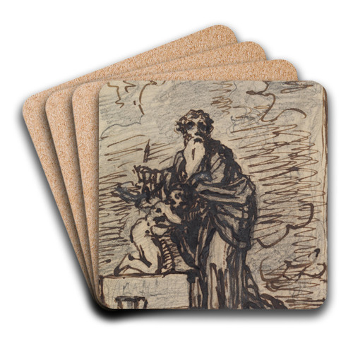 Study of Abraham Being Tested by God by Robert Smirke Art Drink Coaster set