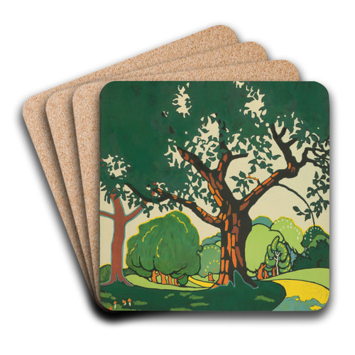 Oxhey Woods, London Underground by Edward McKnight Kauffer Art Drink Coaster set