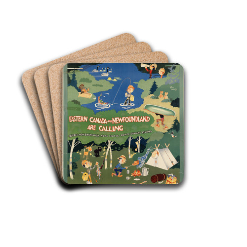 Eastern Canada and Newfoundland are calling by John Held, Jr. Drink Coasters - set of 4