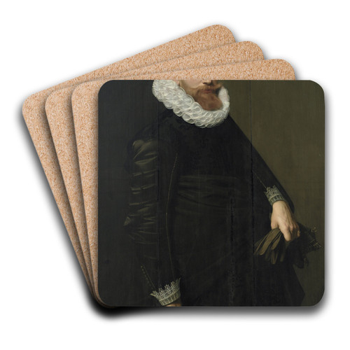 Portrait of a Gentleman by Michiel Jansz. Van Mierevelt Art Drink Coaster set
