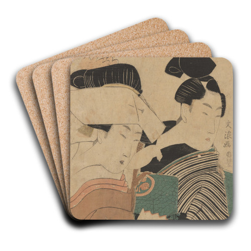Lovers Seen at Half Length by Keisai Eisen Art Drink Coaster set