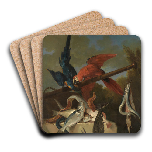 Fische, Seevgel und Papageien by Jean-Baptiste Oudry Art Drink Coaster set Fische, Seevgel und Papageien by Jean-Baptiste Oudry Art Drink Coaster set