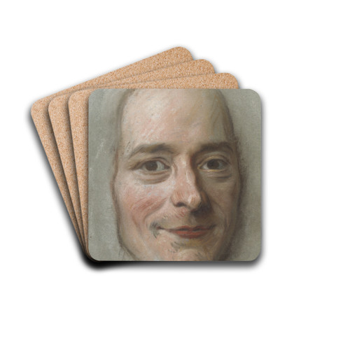 Portrait of Voltaire by Maurice-Quentin de La Tour Drink Coasters - set of 4 Portrait of Voltaire by Maurice-Quentin de La Tour Drink Coasters - set of 4